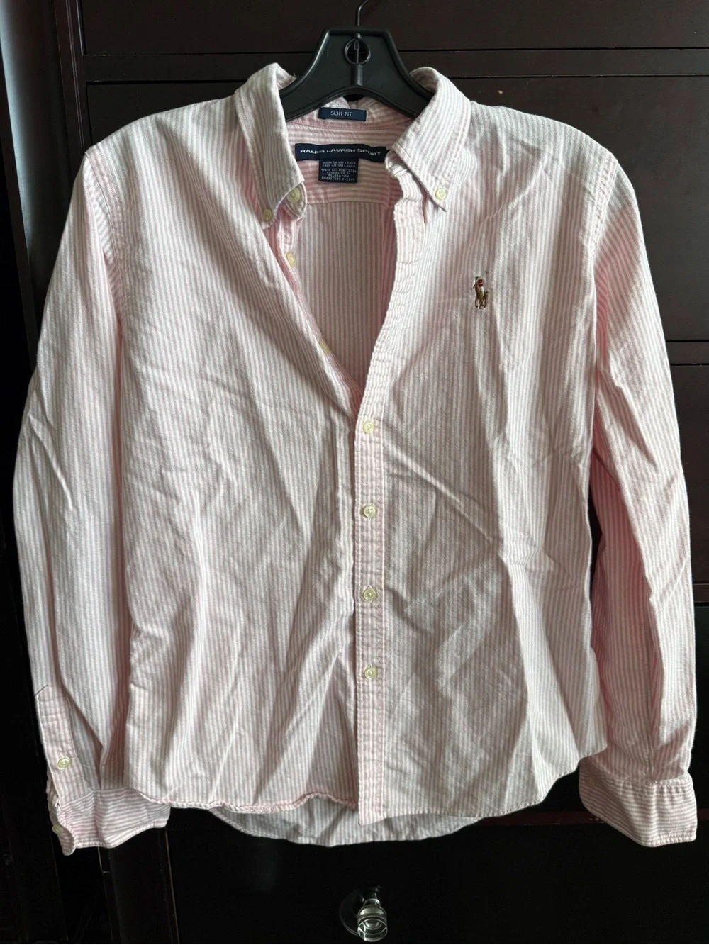 Ralph Lauren Pink & White Striped Button-Down Oxford Shirt - Boy Slim Fit